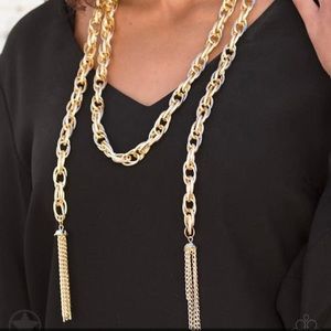 Long link Gold Plated Necklace with two tassels